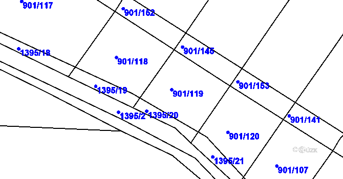Parcela st. 901/119 v KÚ Rakovice, Katastrální mapa
