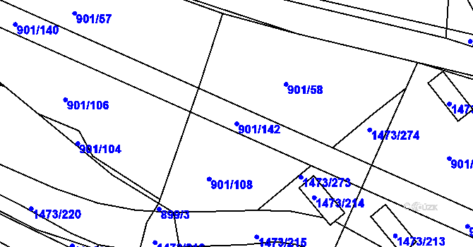 Parcela st. 901/142 v KÚ Rakovice, Katastrální mapa