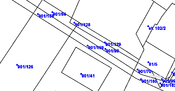 Parcela st. 901/159 v KÚ Rakovice, Katastrální mapa