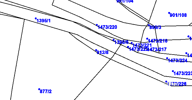 Parcela st. 912/8 v KÚ Rakovice, Katastrální mapa