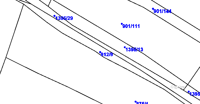 Parcela st. 912/9 v KÚ Rakovice, Katastrální mapa