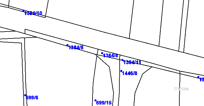 Parcela st. 1384/8 v KÚ Rakovice, Katastrální mapa