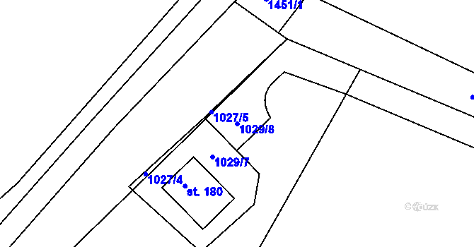 Parcela st. 1029/8 v KÚ Rakovice, Katastrální mapa