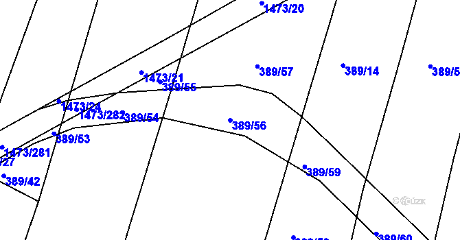 Parcela st. 389/56 v KÚ Rakovice, Katastrální mapa