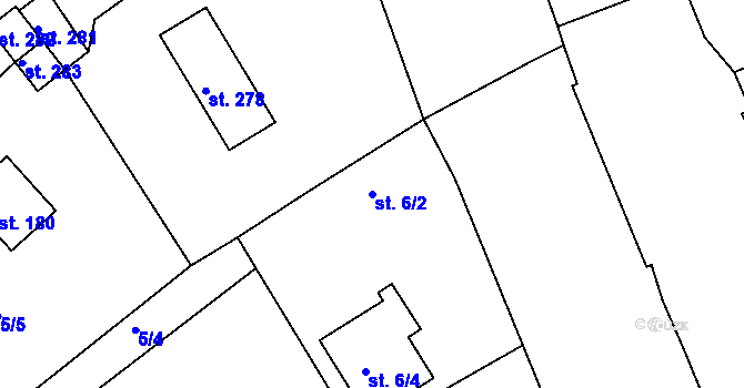 Parcela st. 6/2 v KÚ Číměř, Katastrální mapa