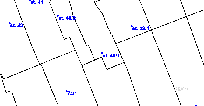 Parcela st. 40/1 v KÚ Číměř, Katastrální mapa