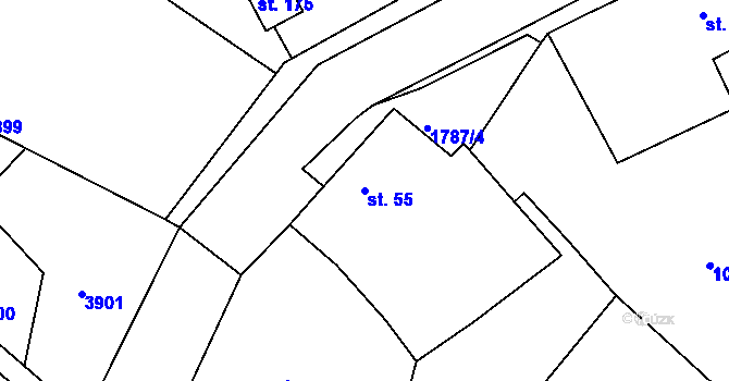 Parcela st. 55 v KÚ Číměř, Katastrální mapa