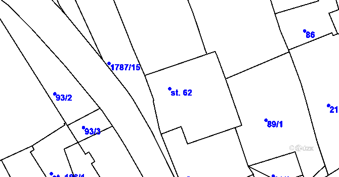 Parcela st. 62 v KÚ Číměř, Katastrální mapa