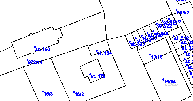 Parcela st. 194 v KÚ Číměř, Katastrální mapa