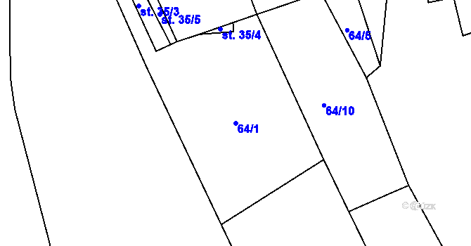 Parcela st. 64/1 v KÚ Číměř, Katastrální mapa