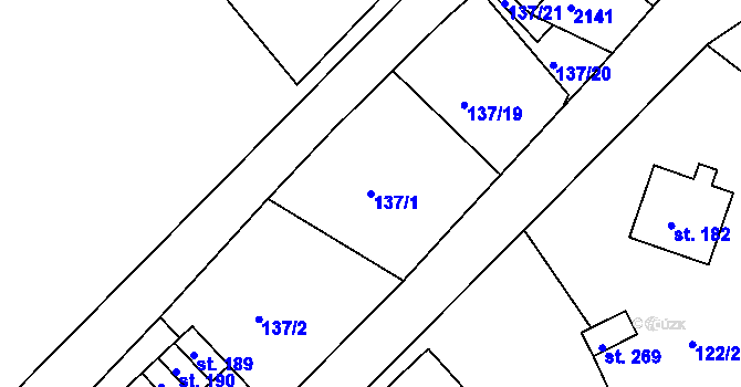 Parcela st. 137/1 v KÚ Číměř, Katastrální mapa