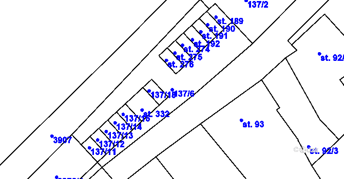Parcela st. 137/6 v KÚ Číměř, Katastrální mapa
