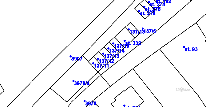 Parcela st. 137/13 v KÚ Číměř, Katastrální mapa