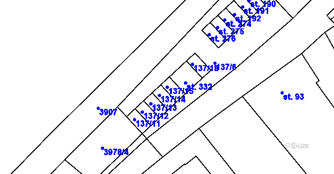 Parcela st. 137/15 v KÚ Číměř, Katastrální mapa