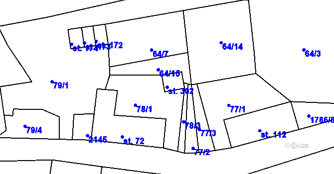 Parcela st. 302 v KÚ Číměř, Katastrální mapa