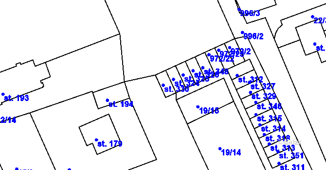 Parcela st. 330 v KÚ Číměř, Katastrální mapa