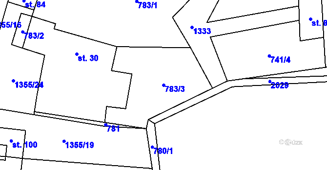 Parcela st. 783/3 v KÚ Dobrá Voda u Číměře, Katastrální mapa