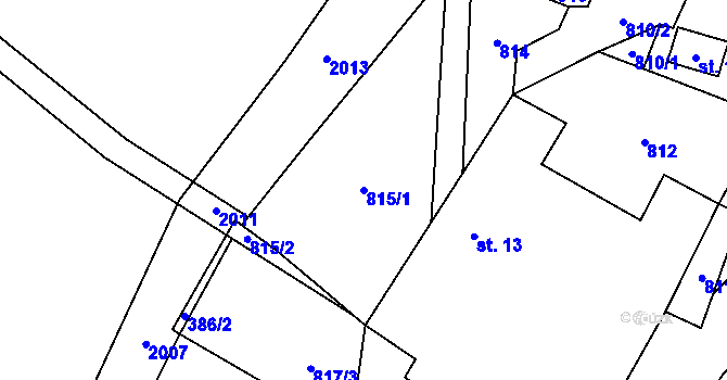 Parcela st. 815/1 v KÚ Dobrá Voda u Číměře, Katastrální mapa
