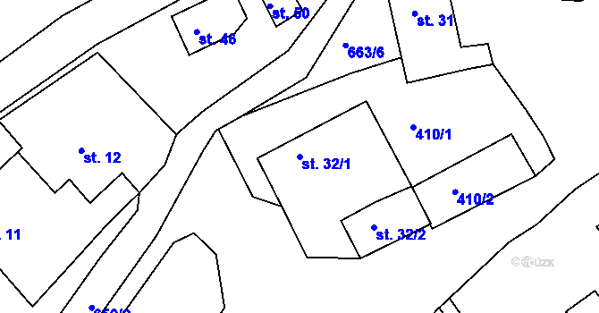 Parcela st. 32/1 v KÚ Potočná u Číměře, Katastrální mapa