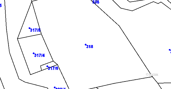 Parcela st. 318 v KÚ Potočná u Číměře, Katastrální mapa