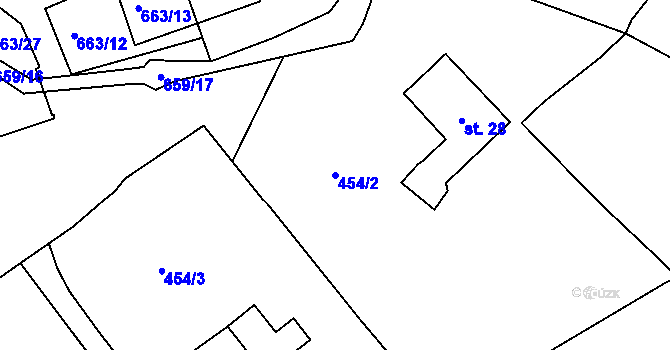 Parcela st. 454/2 v KÚ Potočná u Číměře, Katastrální mapa