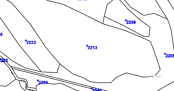 Parcela st. 2213 v KÚ Potočná u Číměře, Katastrální mapa