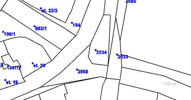 Parcela st. 2234 v KÚ Potočná u Číměře, Katastrální mapa