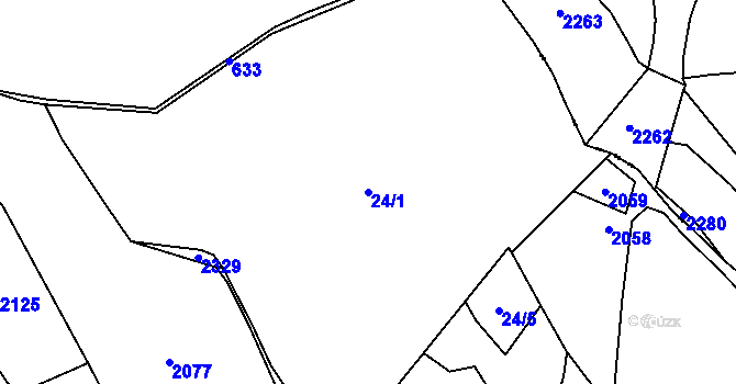 Parcela st. 24/1 v KÚ Potočná u Číměře, Katastrální mapa