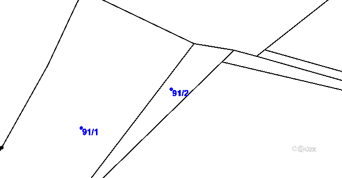 Parcela st. 91/2 v KÚ Potočná u Číměře, Katastrální mapa