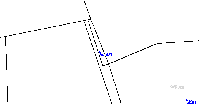 Parcela st. 634/1 v KÚ Potočná u Číměře, Katastrální mapa