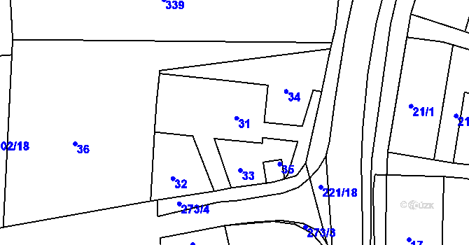 Parcela st. 31 v KÚ Číměř nad Jihlavou, Katastrální mapa