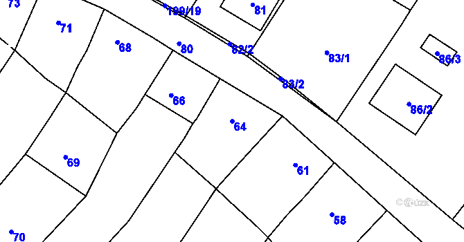 Parcela st. 64 v KÚ Číměř nad Jihlavou, Katastrální mapa