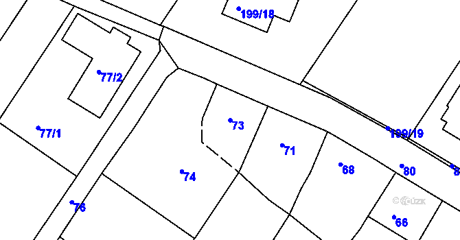 Parcela st. 73 v KÚ Číměř nad Jihlavou, Katastrální mapa