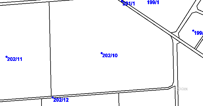 Parcela st. 202/10 v KÚ Číměř nad Jihlavou, Katastrální mapa