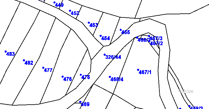 Parcela st. 326/44 v KÚ Číměř nad Jihlavou, Katastrální mapa