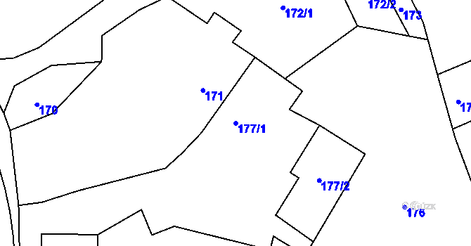 Parcela st. 177/1 v KÚ Číměř nad Jihlavou, Katastrální mapa