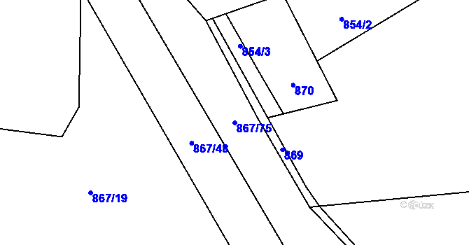Parcela st. 867/75 v KÚ Čímice u Sušice, Katastrální mapa
