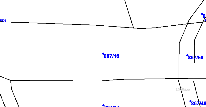 Parcela st. 867/16 v KÚ Čímice u Sušice, Katastrální mapa