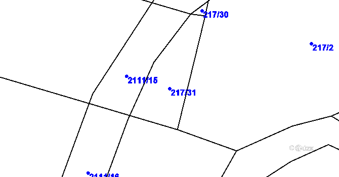 Parcela st. 217/31 v KÚ Čímice u Sušice, Katastrální mapa