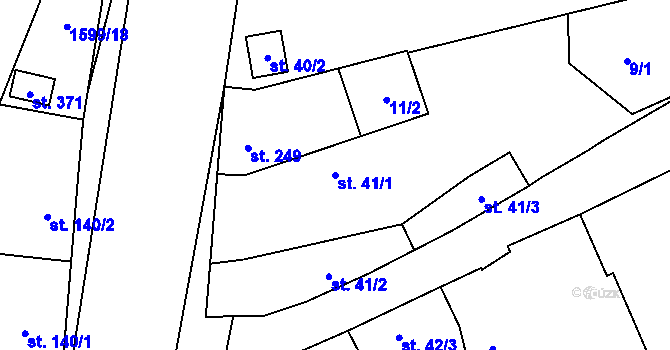 Parcela st. 41/1 v KÚ Činěves, Katastrální mapa