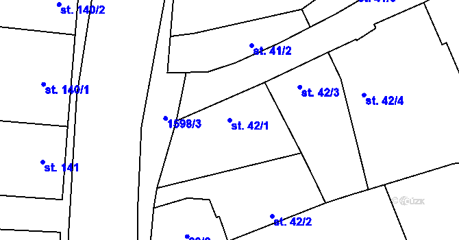 Parcela st. 42/1 v KÚ Činěves, Katastrální mapa