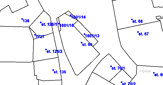 Parcela st. 66 v KÚ Činěves, Katastrální mapa