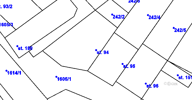 Parcela st. 94 v KÚ Činěves, Katastrální mapa