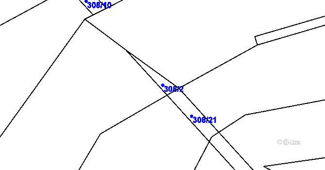 Parcela st. 308/2 v KÚ Činěves, Katastrální mapa