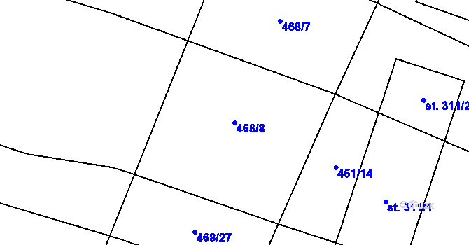 Parcela st. 468/8 v KÚ Činěves, Katastrální mapa
