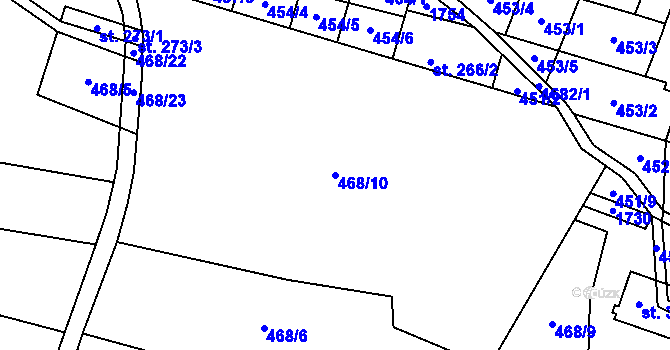 Parcela st. 468/10 v KÚ Činěves, Katastrální mapa