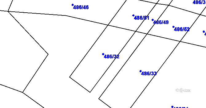Parcela st. 486/32 v KÚ Činěves, Katastrální mapa