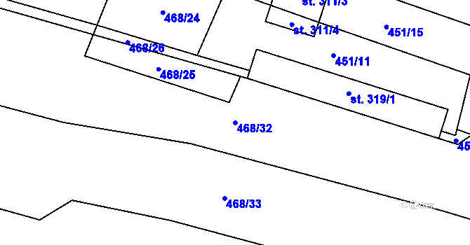 Parcela st. 468/32 v KÚ Činěves, Katastrální mapa