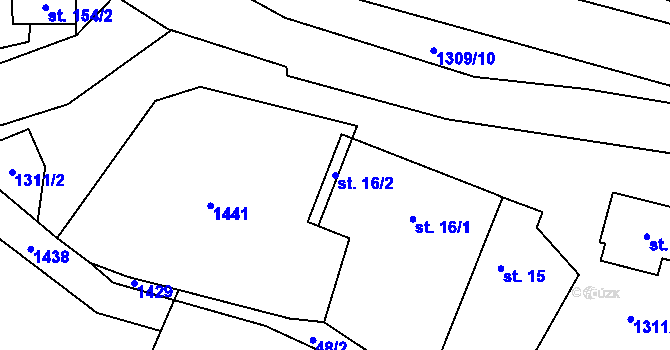 Parcela st. 16/2 v KÚ Čisovice, Katastrální mapa