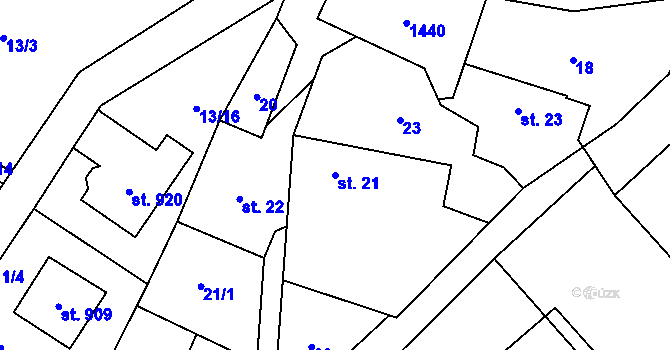 Parcela st. 21 v KÚ Čisovice, Katastrální mapa